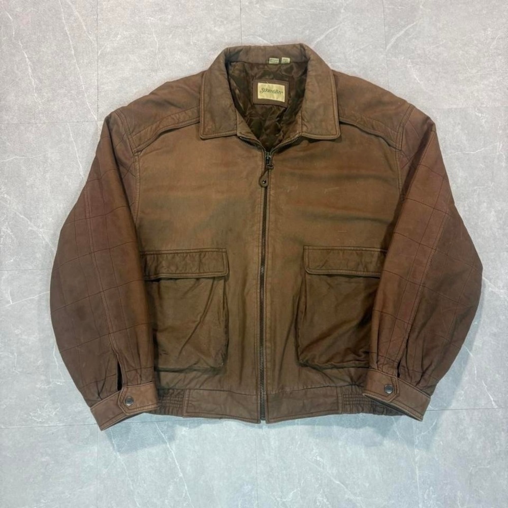 90's‎ St. John's bay brown leather bomber jacket